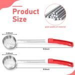 8 Pcs Portion Control Serving Spoons Portion Scoops Cups Solid and Slotted Stainless Steel Ladle Spoon for Food, Serving Utensils Set for Parties(Red,2 oz) - Image 3