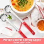 8 Pcs Portion Control Serving Spoons Portion Scoops Cups Solid and Slotted Stainless Steel Ladle Spoon for Food, Serving Utensils Set for Parties(Red,2 oz) - Image 5