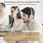 Bluetooth Headset with Microphone,Wireless Headset V5.2 with AI Noise Canceling Mic&USB Dongle, Wireless Headphones with Charging Base and Mute Function for Computer/Phone/Office/Skype - Image 3
