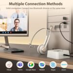 Bluetooth Headset with Microphone,Wireless Headset V5.2 with AI Noise Canceling Mic&USB Dongle, Wireless Headphones with Charging Base and Mute Function for Computer/Phone/Office/Skype - Image 4