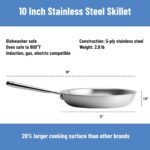 Misen 5-Ply Stainless Steel 10" Frying Pan - Professional Cookware for Induction, Gas and Electric - Dishwasher Safe, Oven Safe to 800°F - Durable, Versatile, Even Heating - Image 5