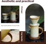 Pour Over Coffee Maker Set Vintage Ceramic Pour Over Coffee Dripper Set with 20 Count Paper Coffee Filters,for Home Café Restaurant Camping,15.8 Ounces(Yellow) - Image 3