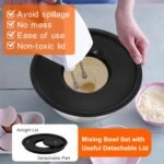 TeamFar Mixing Bowls with Airtight Lids, 5PCS Stainless Steel Metal Salad Bowl with 3 Grater Attachments, for Cooking, Prepping, Serving, Healthy & Easy Clean - 0.7/1/1.5/2.6/4.6QT, Black - Image 6