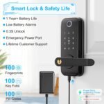 Keyless Entry Fingerprint Smart Door Lock with Handle,Digital Electronic Lock with Touchscreen Keypad,Electric Door Knob for Exterior Interior Entry/Bedroom Front Doors,Built-in WiFi - Image 5