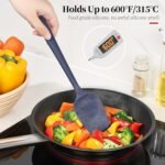 600ºF Heat Resistant Spatulas, High Heat Food Safe Semless Kitchen Silicone Scraper Set for Cooking Baking Mixing Scraping Stirring Nonstick Cookware Pan Bowl (4Pcs,Midniaht Blue) - Image 4