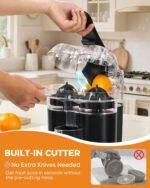 Electric Orange Juicer, Dual-Head Citrus Juicer Squeezer, Built-in Cutter, Electric Juicer Machine for Orange, Lemon and Grapefruit with Cup & Cleaning Brush, Easy to Clean and Use, Black - Image 3