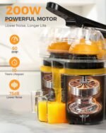 Electric Orange Juicer, Dual-Head Citrus Juicer Squeezer, Built-in Cutter, Electric Juicer Machine for Orange, Lemon and Grapefruit with Cup & Cleaning Brush, Easy to Clean and Use, Black - Image 4