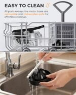 Electric Orange Juicer, Dual-Head Citrus Juicer Squeezer, Built-in Cutter, Electric Juicer Machine for Orange, Lemon and Grapefruit with Cup & Cleaning Brush, Easy to Clean and Use, Black - Image 5