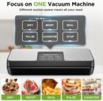SPACEKEY Vacuum Sealer Machine, 85Kpa Food Vacuum Machine, Food Vacuum Sealer with Bag Roll Storage Space, Dry&Moist Modes, Pulse Function, Built in Cutter, Bag Roll included, Silver - Image 3