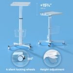 ONKRON Mobile Laptop Cart on Wheels, Load up to 17.6 lbs, Standing Rolling Desk Adjustable Height, Portable Workstation for Laptop/Small Computer Cart for Couch, Home, Office White - Image 5