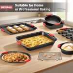 13-Piece Baking Pans Sets, Nonstick Bakeware Sets, BPA-Free Carbon Steel Stackable, Cookie Sheet, Cake, Loaf, Pizza & Muffin Pan, Grey - Image 7