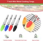Mini Kitchen Tongs with Silicone Tips, 3-Piece Set, 7-Inch Non-Stick Small Tongs with Stainless Steel Silicon Handles, Heat Resistant for Cooking and Serving (Multi-Color) - Image 4