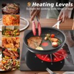 2 Burner Electric Cooktop 110V - 24 Inch(23.6"x 13.78") Ceramic Stove Countertop & Built-in(22"x 12.2"), 2000W Two Burner Cooktop with Touch & Knob Control, Timer, Safety Lock, 120V Plug in - Image 3