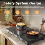 2 Burner Electric Cooktop 110V - 24 Inch(23.6"x 13.78") Ceramic Stove Countertop & Built-in(22"x 12.2"), 2000W Two Burner Cooktop with Touch & Knob Control, Timer, Safety Lock, 120V Plug in - Image 4