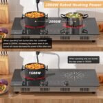 2 Burner Electric Cooktop 110V - 24 Inch(23.6"x 13.78") Ceramic Stove Countertop & Built-in(22"x 12.2"), 2000W Two Burner Cooktop with Touch & Knob Control, Timer, Safety Lock, 120V Plug in - Image 5