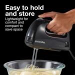 Proctor Silex Easy Mix 5-Speed Electric Hand Mixer with Bowl Rest, Compact and Lightweight, 100 Watts of Peak Power, Black (62507PS) - Image 5