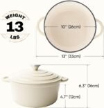 6 Quart Dutch Oven Pot with Lid, Non Stick Enameled Cast Iron Dutch Oven for Bread Baking, Heavy-Duty, Oven Safe Ceramic Cookware Up to 500°F for Baking, Braising, Stews, Roasting, Beige - Image 4