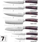 PAUDIN Chef Knife Set, 7 Pieces Kitchen Knife Set, High Carbon Stainless Steel, Ultra Sharp Knife Set, Professional Knives Set for Kitchen with Pakkawood Handle - Image 3