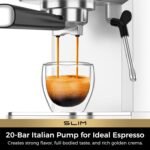 CHULUX Slim Espresso Machine with Milk Frother, 20 Bar Professional Italian Pump Espresso Coffee Machine for Home Cappuccino & Latte Maker, Stainless Steel, Silver - Image 3