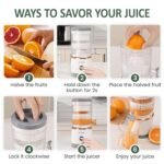 Electric Citrus Juicer Machines, Rechargeable Lemon Juicer Squeezer with USB Cable & Cleaning Brush, Portable Juicer for Fresh Orange, Lime, Grapefruit, Easy to Clean, White - Image 6