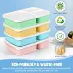 Caperci Bento Lunch Box Containers for Adults & Kids - 3-Compartment Reusable Meal Prep Containers with 2 Sauce Containers for School, Work, Travel, Wheat Straw, 4-Pack (Vintage Colors) - Image 3