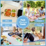 Caperci Bento Lunch Box Containers for Adults & Kids - 3-Compartment Reusable Meal Prep Containers with 2 Sauce Containers for School, Work, Travel, Wheat Straw, 4-Pack (Vintage Colors) - Image 5