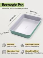 LeGourmet Nonstick Rectangle Baking Pan 9x13 Inch, Ceramic Coating, Non-Toxic, Rust Resistant Aluminized Steel, Perfect Baking Dish for Brownie Cake, Roasting, Lasagna - Rosemary - Image 3