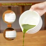 Matcha Whisk Set, 7 Pcs Matcha Kit, Premium Ceramic Matcha Set, Whisk and Bowl, Sifter, Cup Holder, Bamboo Scoop, Tea Plucking, Tea Towel, Matcha Lovers (White) - Image 4