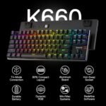 Redragon K660RGB-PRO (K556 TKL) Wireless Gaming Keyboard, 80% 87 Keys BT/2.4Ghz Tri-Mode Aluminum Mechanical Keyboard w/Mac Function Keys, Hot-Swap Sockets & Noise Absorbing Form, Red Switch - Image 3