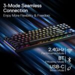Redragon K660RGB-PRO (K556 TKL) Wireless Gaming Keyboard, 80% 87 Keys BT/2.4Ghz Tri-Mode Aluminum Mechanical Keyboard w/Mac Function Keys, Hot-Swap Sockets & Noise Absorbing Form, Red Switch - Image 4