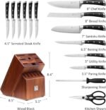 PAUDIN Knife Block Set, 15 Pieces Knife Set with Block, High Carbon Stainless Steel Kitchen Knife Set with Sharpener, Knives Set for Kitchen with Full Tang Triple Rivet Handle - Image 4