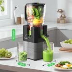 400W Cold Press Juicer, 5.8" Wide Feed Chute Slow Masticating Juicer Machines for Whole Fruits & Vegetables | High Juice Yield, Easy to Clean | Valentine's Day Gift Ideas for Women (Dark gray) - Image 3