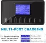 60W 12A 8-Port USB Charging Station - Multi Port USB Hub Charger - Compact Size LCD Display - Compatible with iPhone iPad Samsung Kindle Tablet Bluetooth Earbuds and More - Image 3