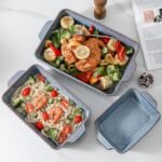 HVH 9x13 Baking Dish Set, Large Casserole Dishes for Oven, Ceramic Bakeware Set of 3, Rectangular Lasagne Pan Deep for Baking (Wabi sabi) - Image 3