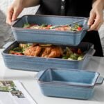 HVH 9x13 Baking Dish Set, Large Casserole Dishes for Oven, Ceramic Bakeware Set of 3, Rectangular Lasagne Pan Deep for Baking (Wabi sabi) - Image 4