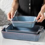 HVH 9x13 Baking Dish Set, Large Casserole Dishes for Oven, Ceramic Bakeware Set of 3, Rectangular Lasagne Pan Deep for Baking (Wabi sabi) - Image 6