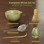 Matcha Whisk Set, Ceramic Bowl Matcha Kit & Handcrafted Bamboo Chasen, Complete 5 Pcs Matcha Set Whisk and Bowl, Stainless Steel Sifter, Bamboo Scoop & Holder for Matcha Lovers - Image 3