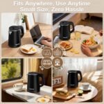 0.8L Small Electric Kettle, Portable Travel Kettle Stainless Steel - 800W Fast Boiling, Auto Shut-Off & Boil-Dry Protection, Tea Kettle for Home, Office, Business Trip, Hotel, Dorm - Image 4