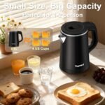 0.8L Small Electric Kettle, Portable Travel Kettle Stainless Steel - 800W Fast Boiling, Auto Shut-Off & Boil-Dry Protection, Tea Kettle for Home, Office, Business Trip, Hotel, Dorm - Image 5
