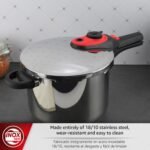 Magefesa Activa2 5.3-Quart Stainless Steel Pressure Cooker – 2 Cooking Programs, Works on All Stovetops, Red Handle - Image 4