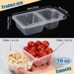 20 Pack 10 Oz Reusable Snack Containers with Lids,Disposable 2-Compartment Condiment Containers,Snack Pack Container Portion Control Snackle Box,Sauce Dipping Meal Prep Containers - Image 3