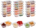 20 Pack 10 Oz Reusable Snack Containers with Lids,Disposable 2-Compartment Condiment Containers,Snack Pack Container Portion Control Snackle Box,Sauce Dipping Meal Prep Containers - Image 7