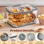 Bread Box for Kitchen Countertop | Airtight Bread Storage Container with New Upgrade Time Recording Lid – Bread Keeper for Homemade Bread, Donuts, Bagels, Toast, and Cookies - Image 4