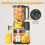 Cold Press Juicer, 5.5inch Wide Feed Chute Juicer Machine, Slow Masticating Juicer for Whole Vegetables & Fruits, Gray - Image 5