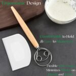 13 Inch Danish Dough Whisk with Dough Scraper, Dutch Bread Whisk with Stainless Steel Dough Hook, Sourdough Whisk for Baking, Bread Whisking Tool - Image 4