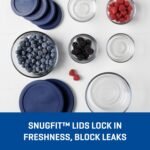 Anchor Hocking 12 Piece Glass Storage Containers with Lids (6 Glass Food Storage Containers & 6 Navy Blue SnugFit Lids) - Image 4