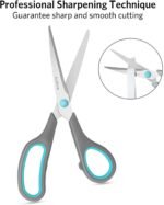 Scissors Set of 4, Premium Stainless Steel Razor Blades, Ergonomic Semi-Soft Rubber Grip, Suitable for School, Office and Family Daily Use, 9.6''/8.5''/6.4"/5.4", Blue&Gray - Image 3