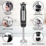 PowerLix Powerful Handheld Milk Frother With Stand Battery Operated Foam Maker Frother Wand For Coffee (A Black) (Hand Blender Set) - Image 4