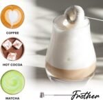 PowerLix Powerful Handheld Milk Frother With Stand Battery Operated Foam Maker Frother Wand For Coffee (A Black) (Hand Blender Set) - Image 6