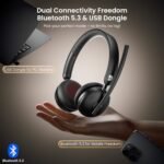 Wireless Headset with Mic for Work, Bluetooth 5.3 Headset with Noise Cancelling, Wireless Headphones with Mic & USB Dongle, 65H & Mute, Ideal for PC/Call Center/Computer/Laptop/Study - Image 3